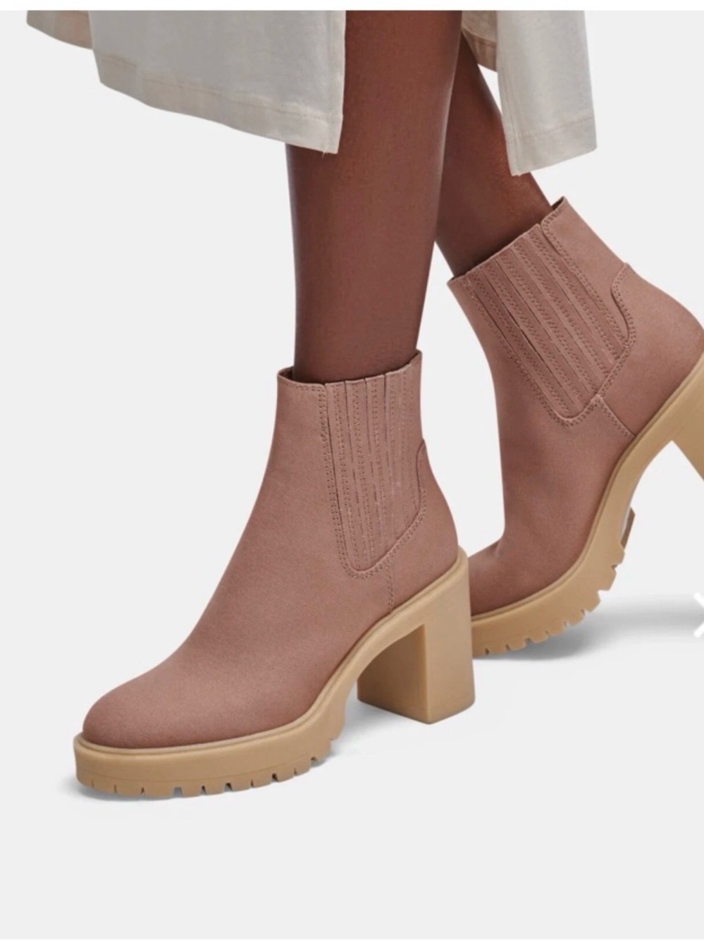 Dolce Vita CASTER H2O Waterproof Lug Sole Ankle Boots Blush Pink Size 7